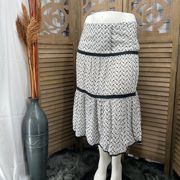 Style & Co Black & White Print Cotton Maxi Skirt – Size 16 - Picture 1 of 6